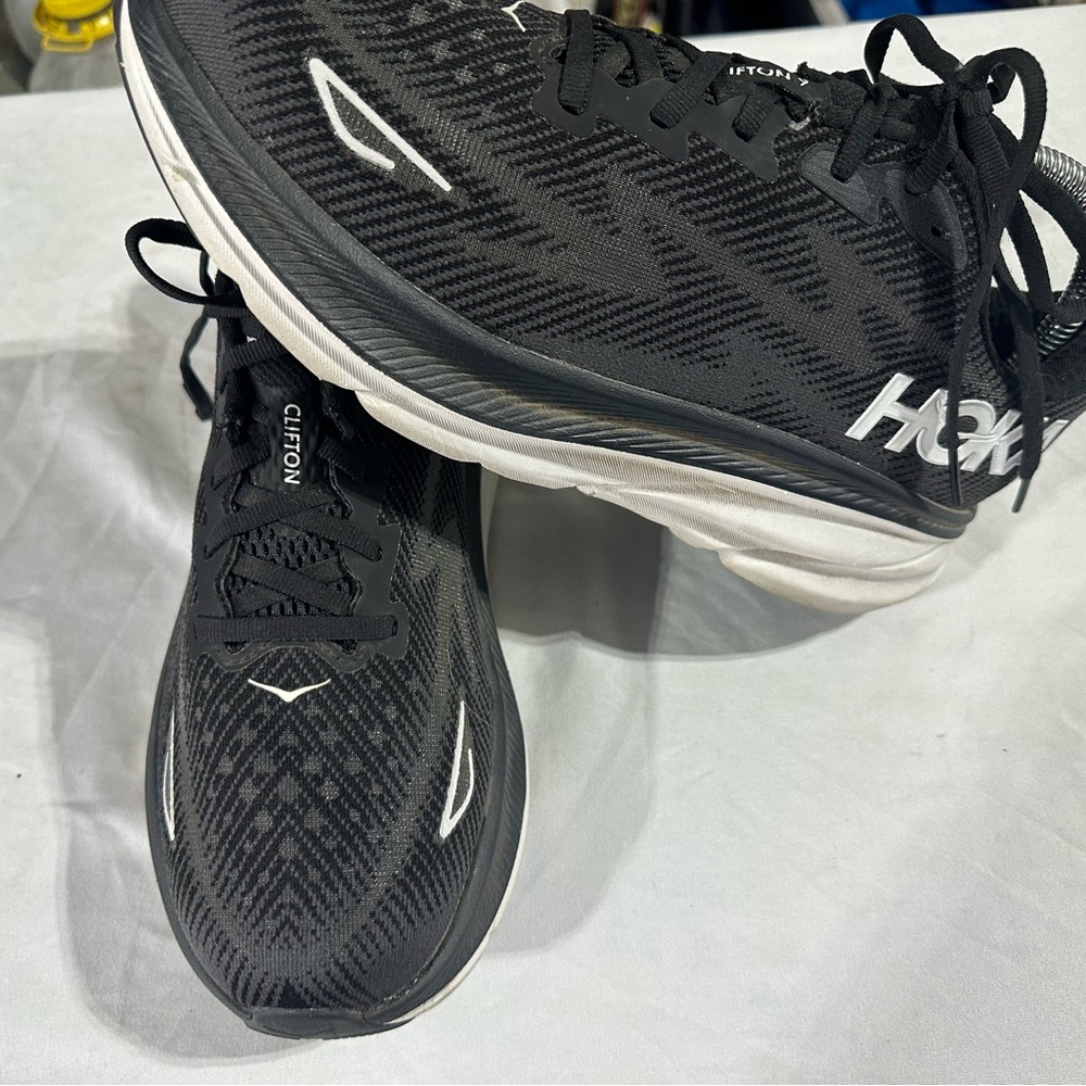 Hoka Black and White Athletic Shoes with Cushioned Sole - Picture 3 of 5